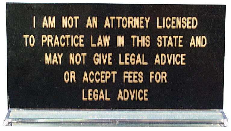 I Am Not a Lawyer Kansas Notary Desk Sign
